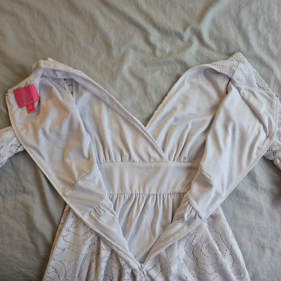 Lilly Pulitzer Cecelia White Lace Vneck Bell Sleeve Midi Dress - Picture 11 of 12